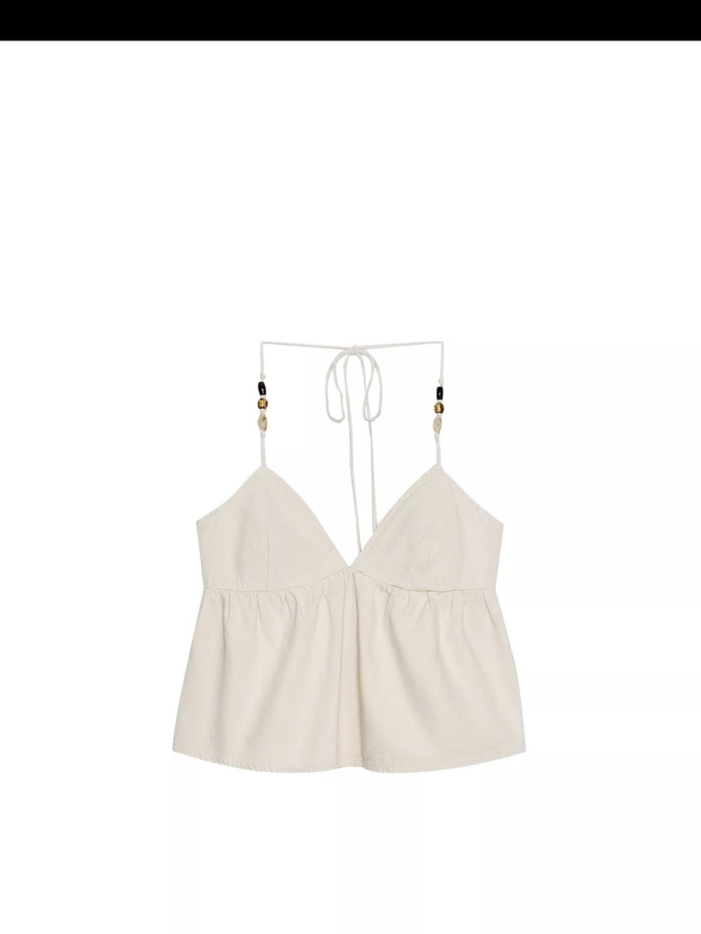 ZARA cream beaded halter top